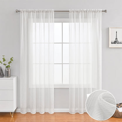 Rideaux transparents scintillants Silver Lines, 1 panneau, blanc, 100*130cm/100*200cm/100*250cm/140*260cm