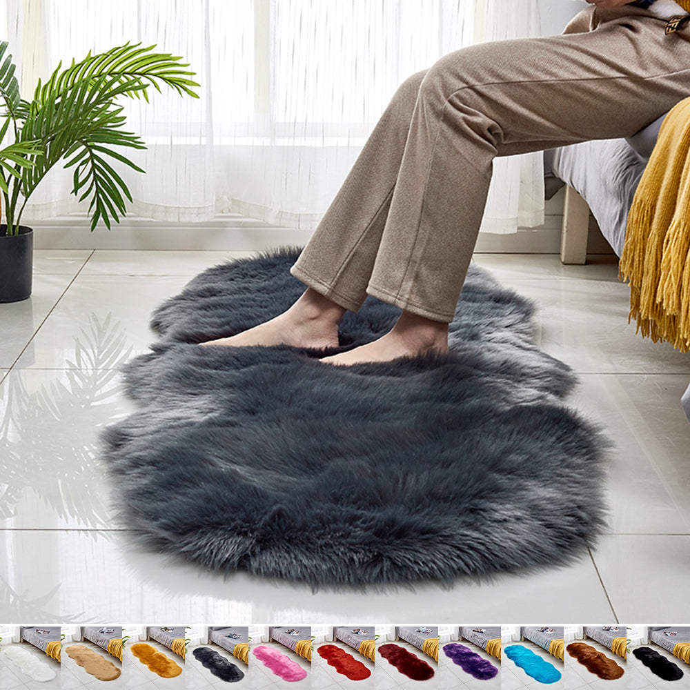 Fluffy faux fur rug, long pile shaggy rug, 60x180 cm