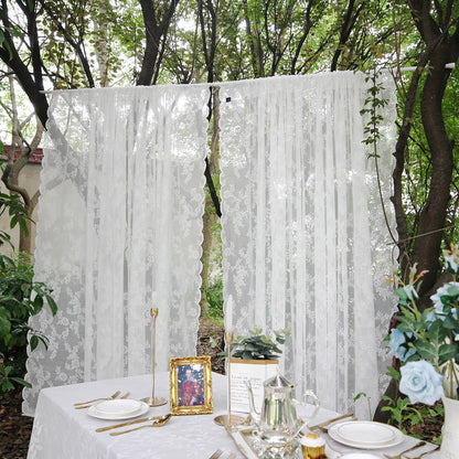 Voile Vorhänge Floral Spitze Sheer Vorhang Slot Top Tür Screening Picknick Decor