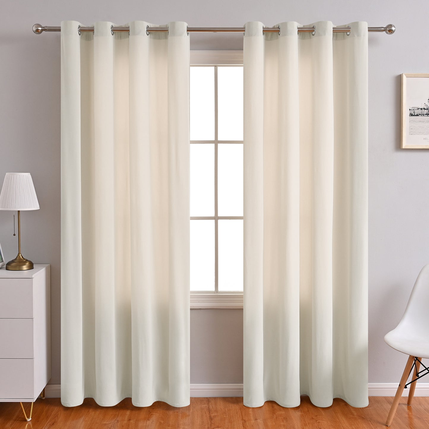 Frosted Fleece Curtains, 1 Panel, Beige, 132*164cm/132*214cm/132*241cm