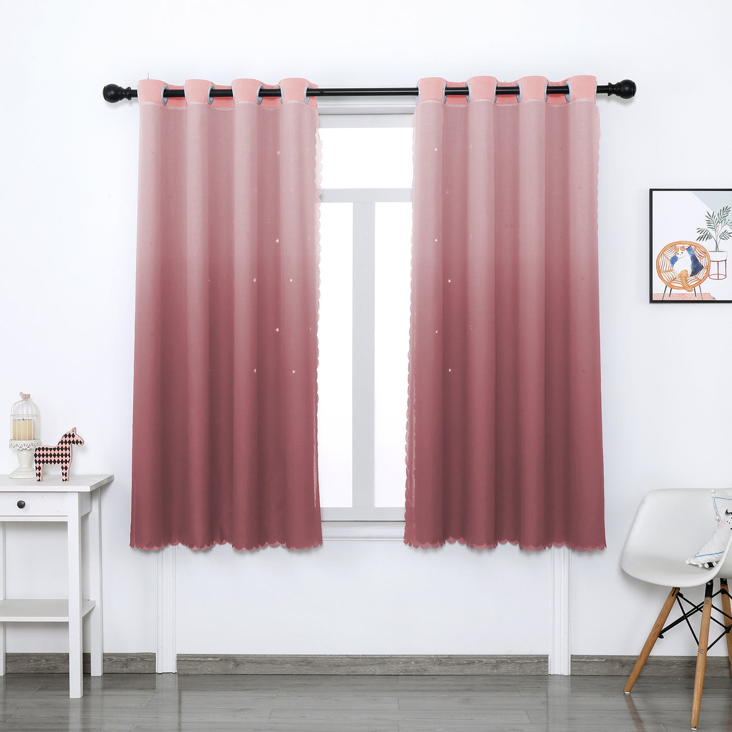Rideaux occultants double épaisseur, 1 panneau, rose, 132 x 160 cm/132 x 213 cm/132 x 243 cm