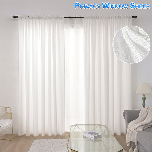 Rideaux semi-transparents pour la confidentialité, 1 panneau, blanc, 100*130cm/100*200cm/100*250cm/140*260cm