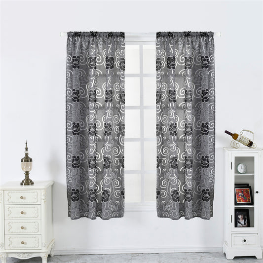 Seersucker Sheer Curtains, 1 Panel, Gray, 100x130cm/100x200cm/100x250cm