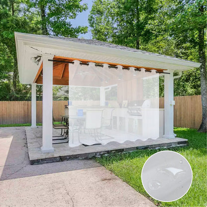 Waterproof Transparent Outdoor Curtain Voile White with Eyelets