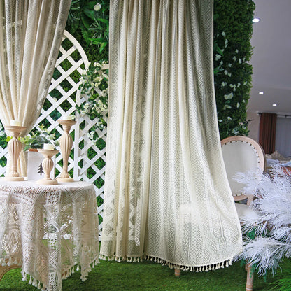 1 Panel Vintage Tassels Window Sheer Drapes