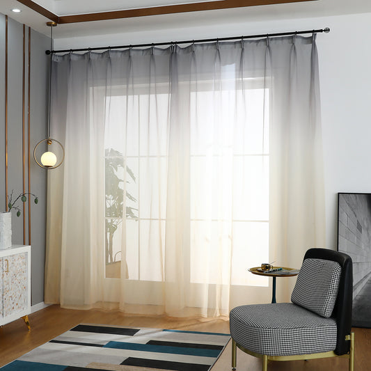 Gradient Sheer Curtains, 1 Panel, Gray, 100*250cm/140*260cm