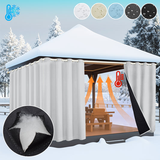Rideau d'extérieur – Imperméable, coupe-vent et matelassé, 100 % occultant, 1/2 panneau