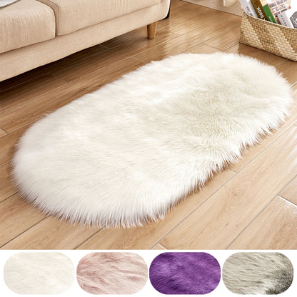 Soft shaggy rug with long pile, oval, fluffy faux fur rug
