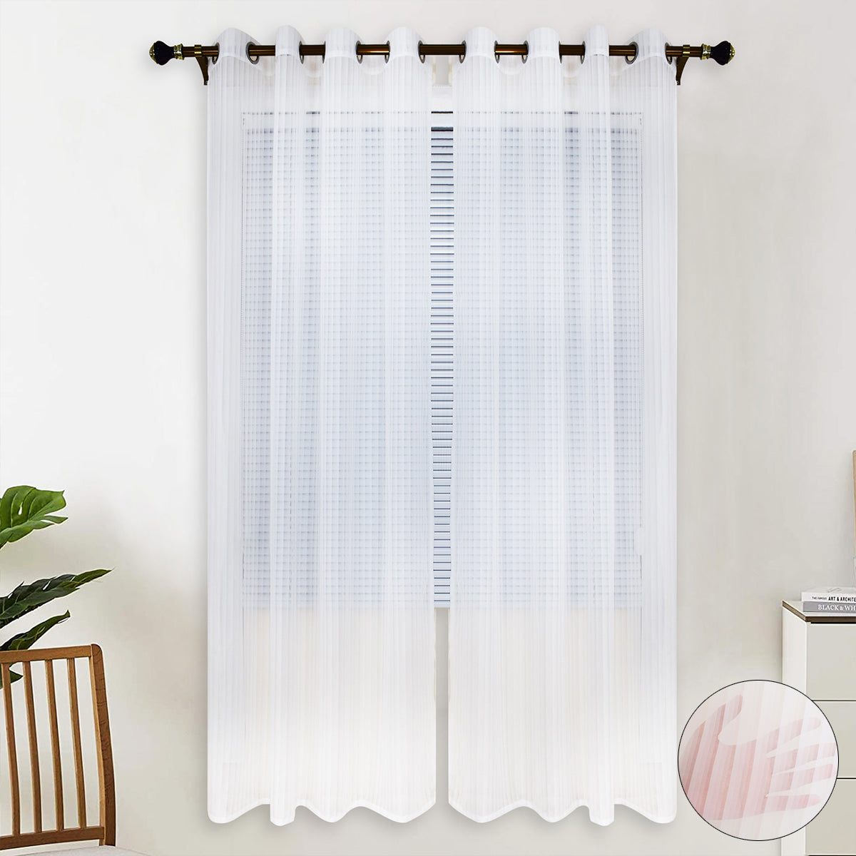 Rideaux en tulle de gaze, 1 panneau, blanc, 132*160cm/132*183cm/132*213cm/132*244cm