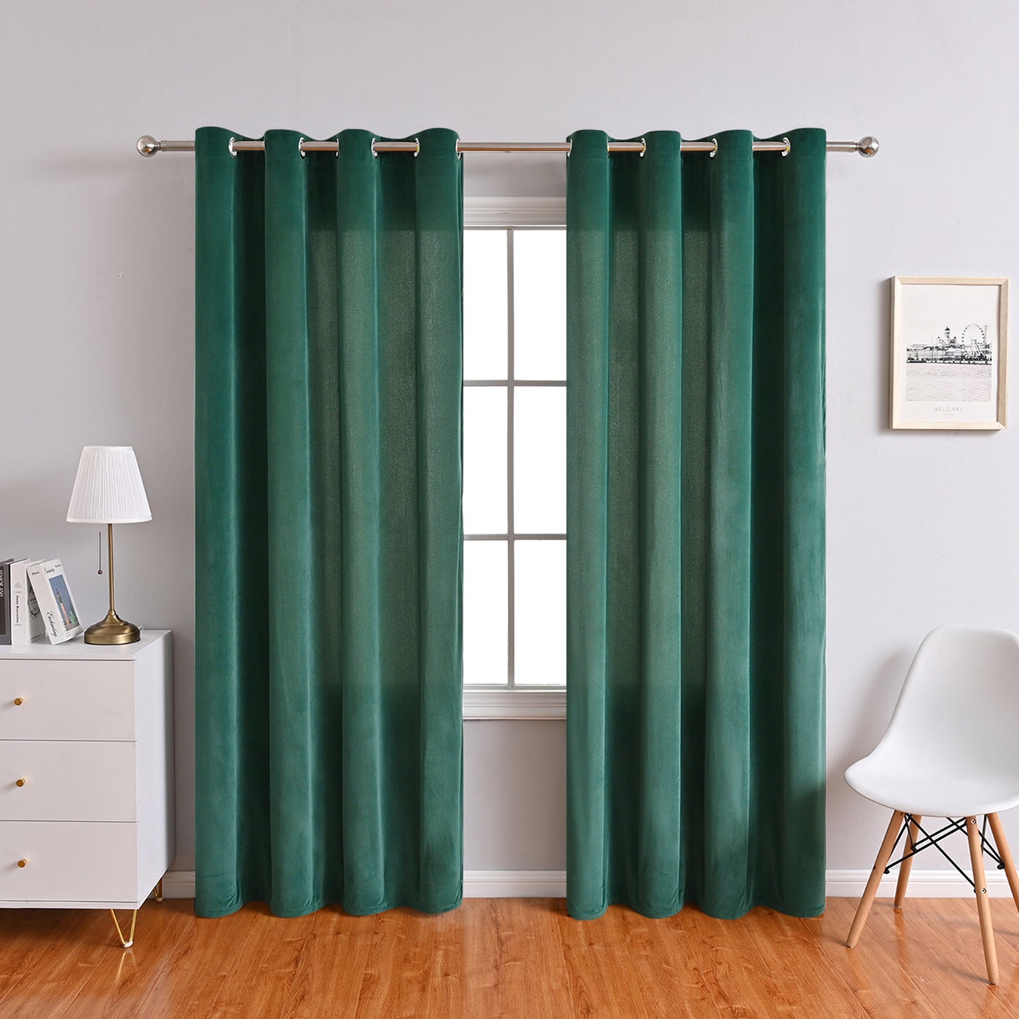 Frosted Fleece Curtains, 1 Panel, Green, 132*164cm/132*214cm/132*241cm