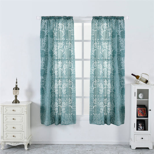 Seersucker Sheer Curtains, 1 Panel, Green, 100x130cm/100x200cm/100x250cm