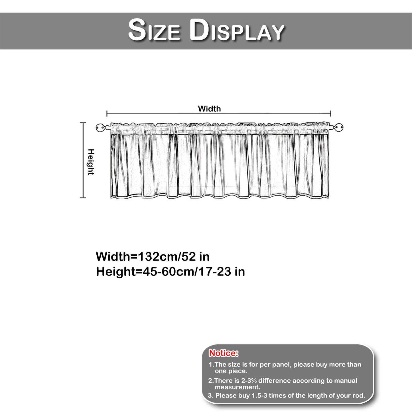 Floral Lace Sheer Short Curtains, 1 Panel, White, 132*45cm/132*60cm