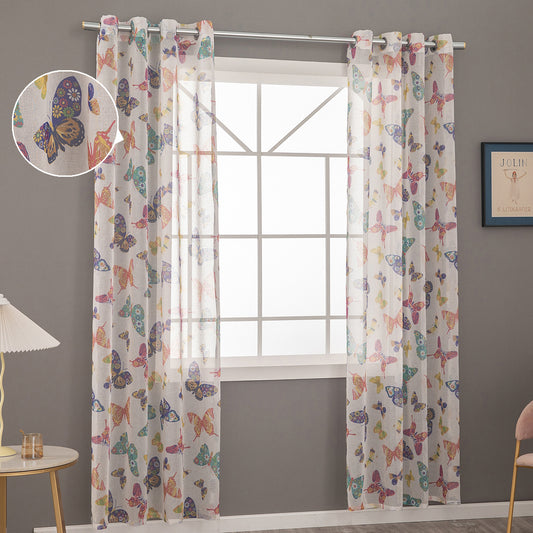 Butterfly Sheer Curtains, 1 Panel, White, 132*137cm/132*160cm/132*213cm/132*244cm