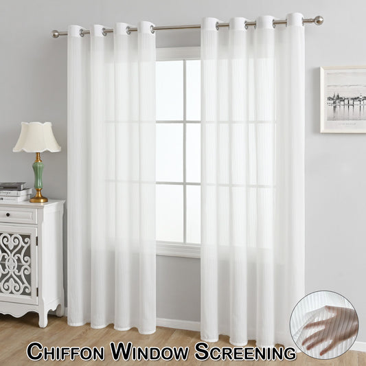 Chiffon Tulle Curtains, 1 Panel, White, 100*130cm/100*200cm/100*250cm