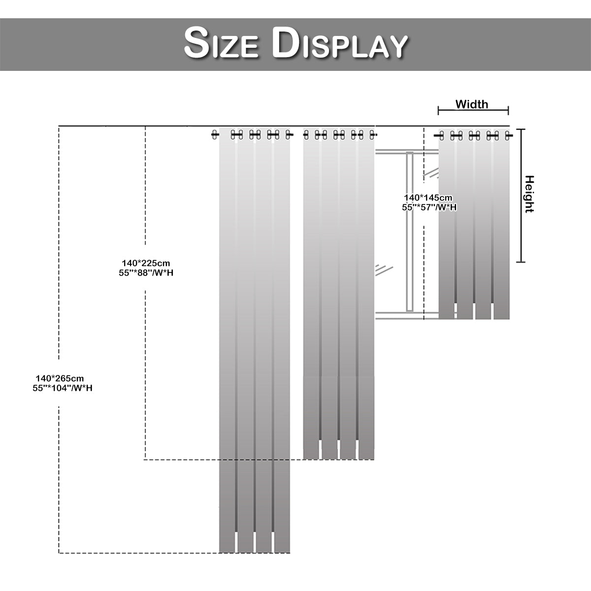 Rideaux transparents en mousseline de soie, 1 panneau, gris foncé, 140 x 225 cm/140 x 265 cm