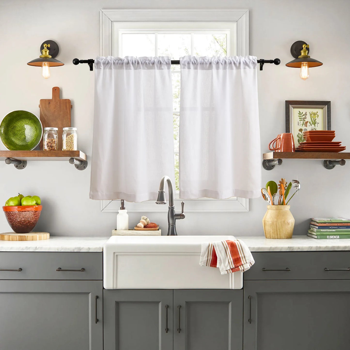 Transparent voile curtain in linen look, made to measure – Luvia