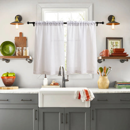 Transparent voile curtain in linen look, made to measure – Luvia