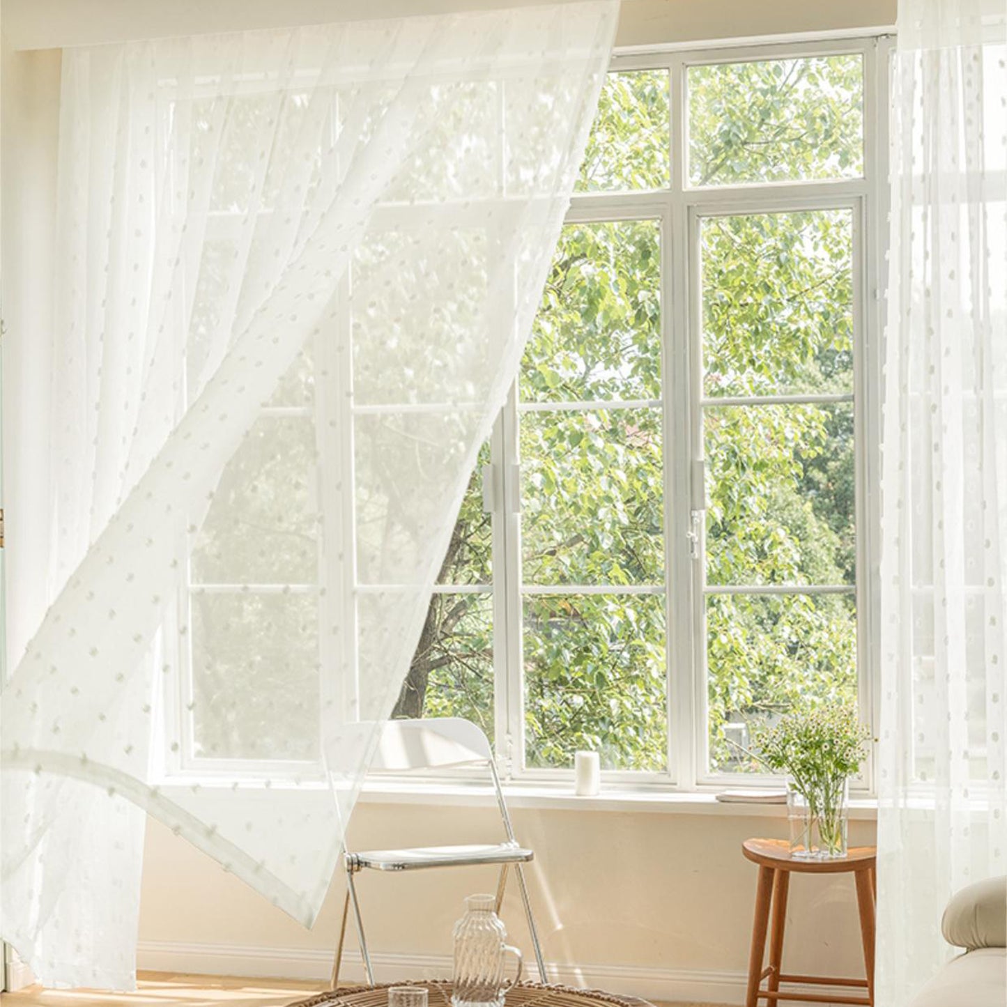 Weiße Fenster Gardinen Pompom Vorhänge Boho Sheer Tür Vorhänge