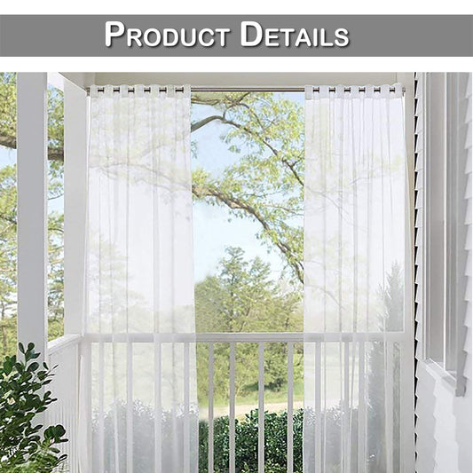 Waterproof Outdoor Porch Yard Curtain, 1 Panel, White, 132*183cm/132*213cm/132*241cm/132*274cm