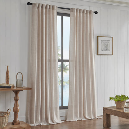 Set of 2 linen-look curtains with rod pocket and back tab in natural