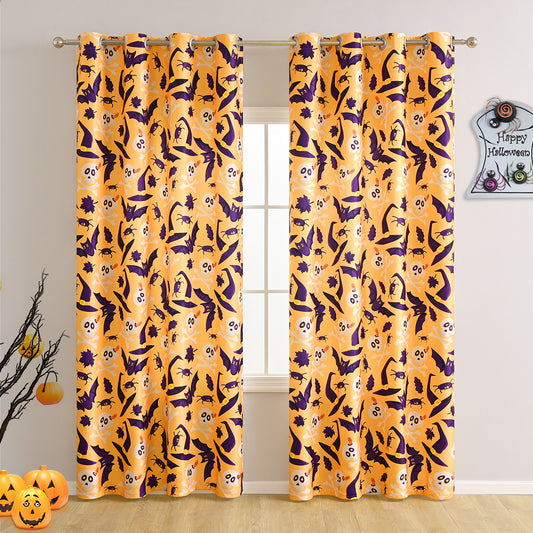 Halloween Curtains, 1 Panel, Orange, 100*130cm/100*250cm