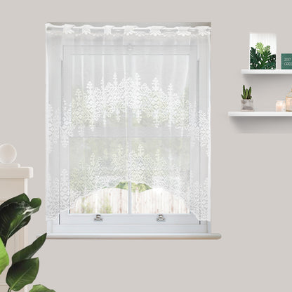 Floral Lace Door Short Curtains, 1 Panel, White, 105x100cm/155x100cm