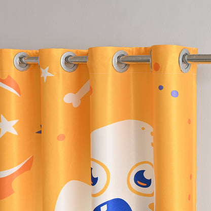 Rideaux Joyeux Halloween, 2 panneaux, orange, 132x214cm