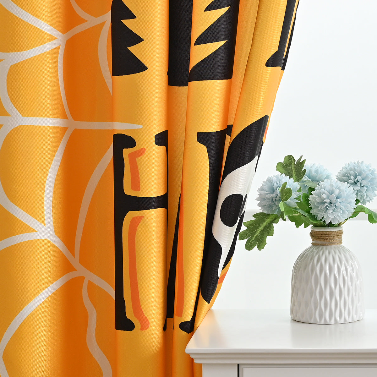 Rideaux Joyeux Halloween, 2 panneaux, orange, 132x214cm