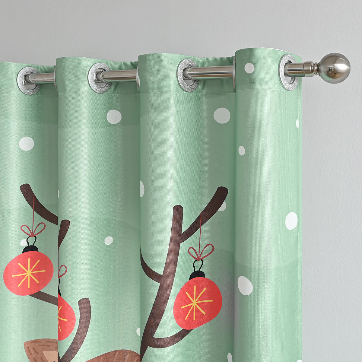 Rideaux de Noël Père Noël, 2 panneaux, vert, 132 x 214 cm