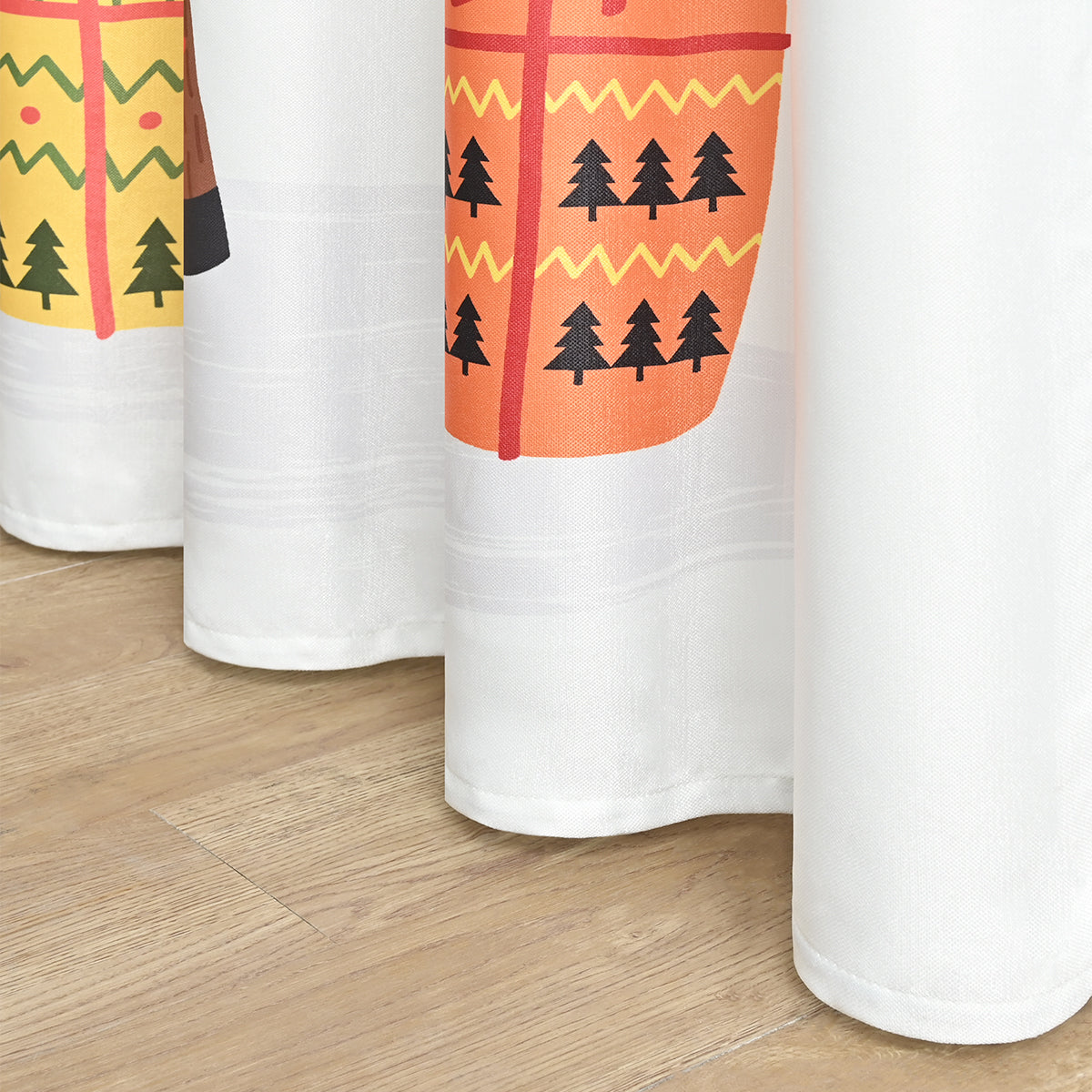 Rideaux de Noël Père Noël, 2 panneaux, vert, 132 x 214 cm