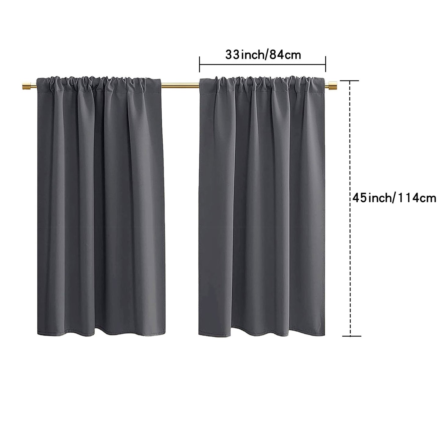 2 Panel Blackout Privacy Short Small Curtains