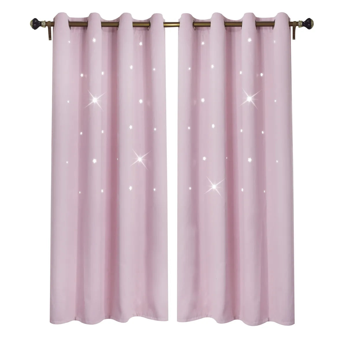 Blackout curtain with cut-out stars and overlay design
