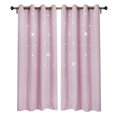 Blackout curtain with cut-out stars and overlay design