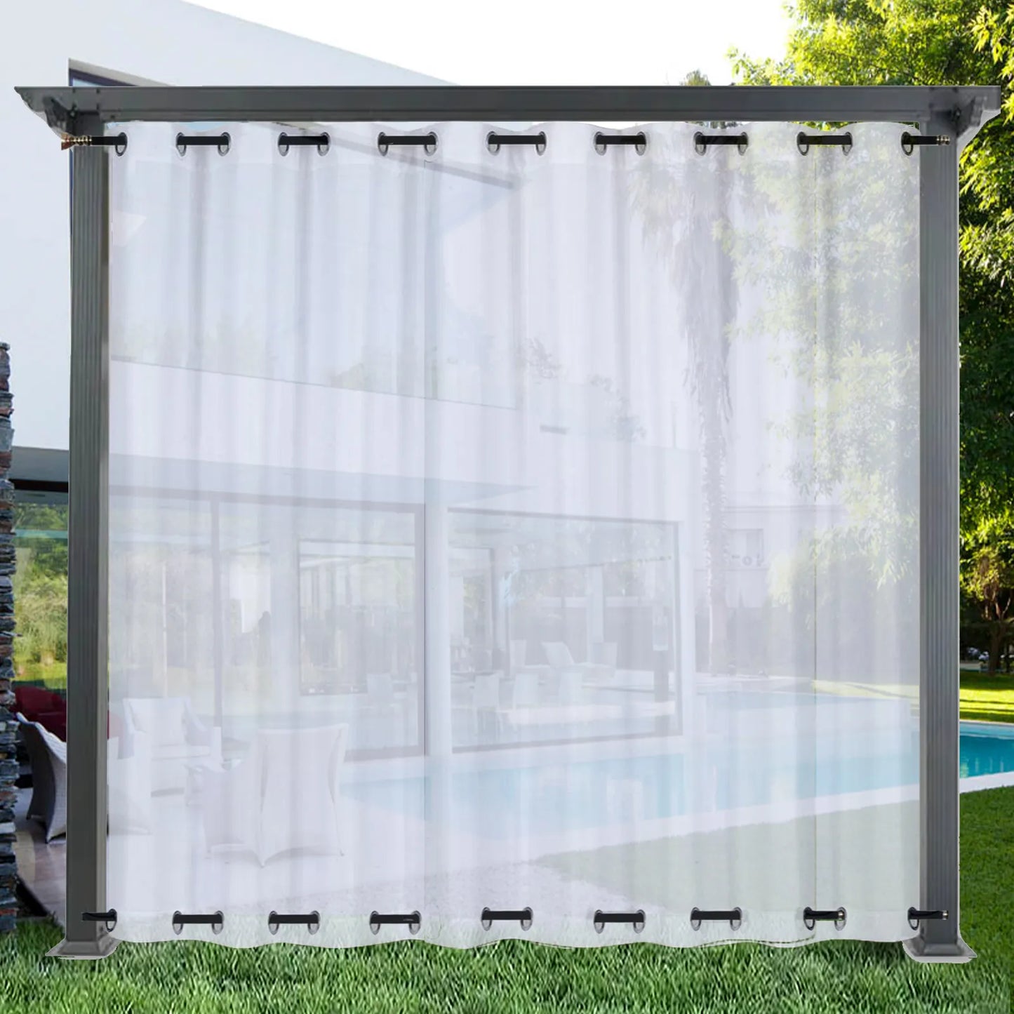 Windstabile Outdoor Voile Gardine nach Maß · Arvella
