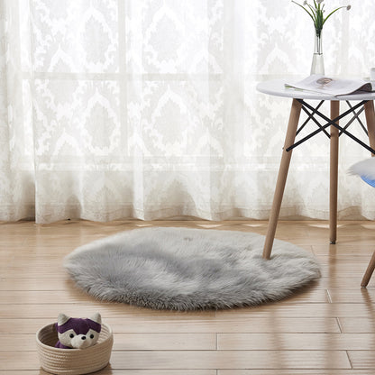 Round Shaggy Rug, Faux Fur, Long Pile, Fluffy Rug