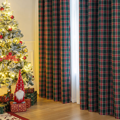 Rideau de Noël à carreaux · Rouge Vert · Style vintage