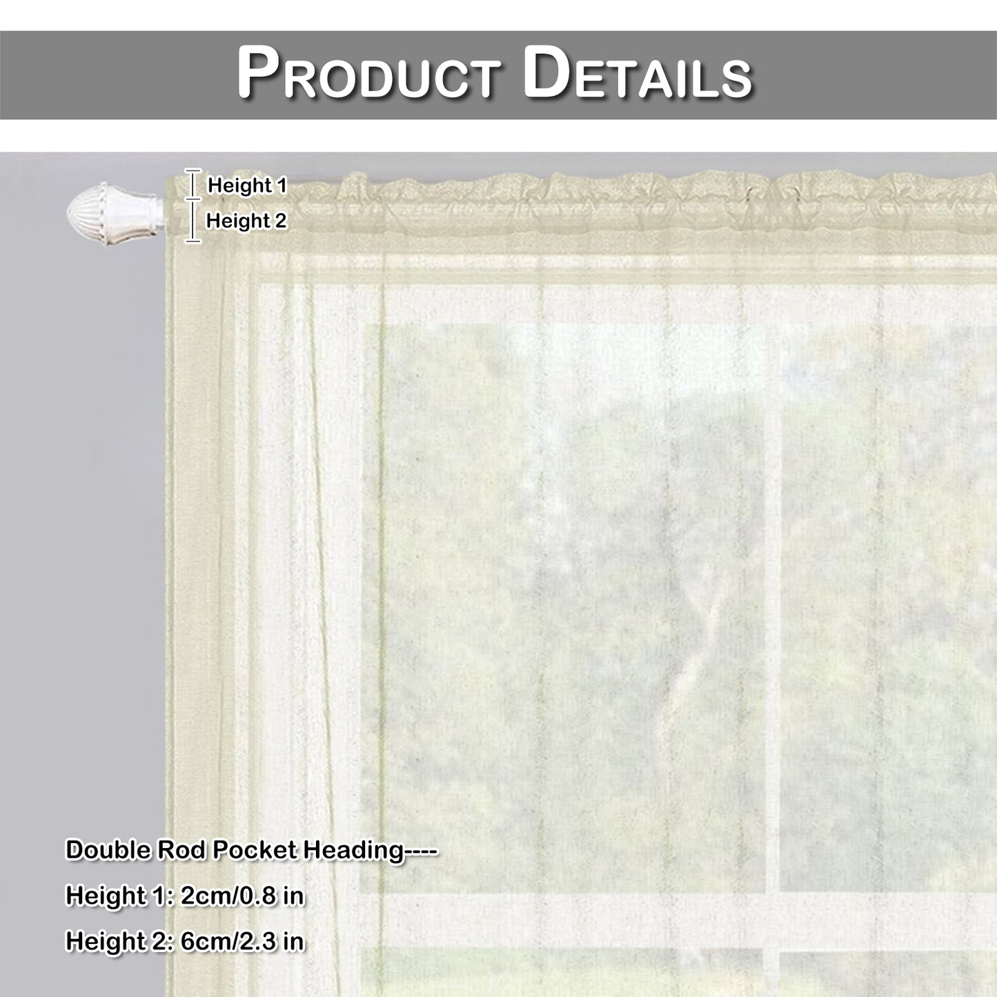 1 Panel Waterproof Short Sheer Tier Curtain