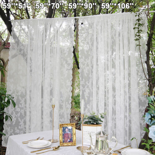 Voile Vorhänge Floral Spitze Sheer Vorhang Slot Top Tür Screening Picknick Decor