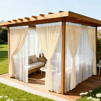 Double-layered outdoor curtain made to measure with mosquito net · Solmara