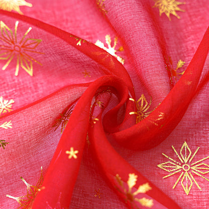 Weihnachtsvorhang Schneeflocken Goldfolie 2er Set Transparente Gardine