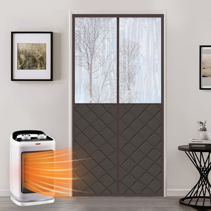 Magnetischer gesteppter Thermo Türvorhang mit großem Fenster · Wärmeschutz für Winter und Sommer