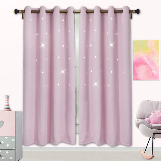 Blackout curtain with cut-out stars and overlay design
