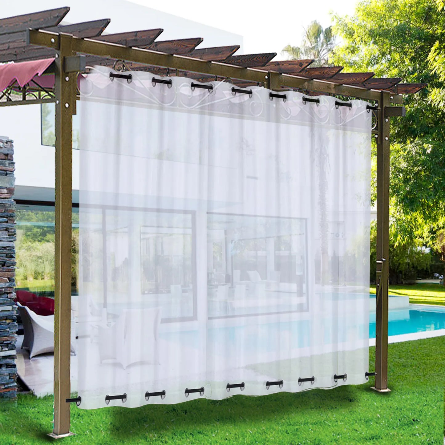 Windstabile Outdoor Voile Gardine nach Maß · Arvella