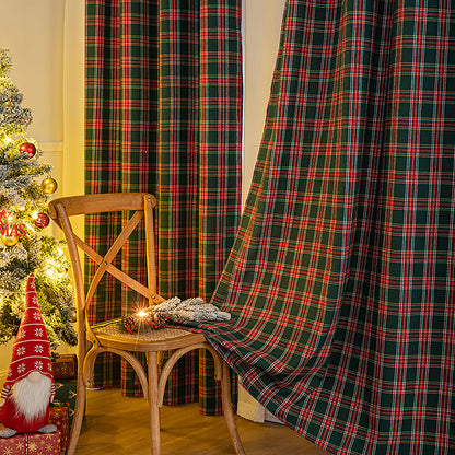 Rideau de Noël à carreaux · Rouge Vert · Style vintage