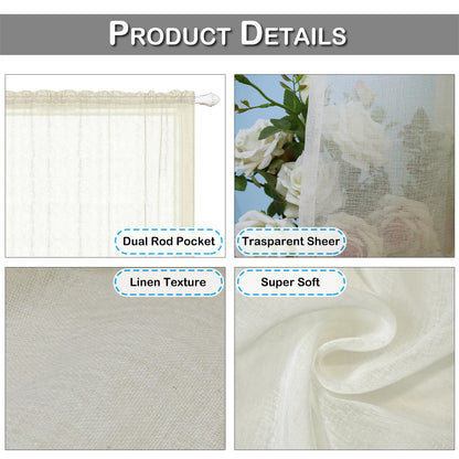 1 Panel Waterproof Short Sheer Tier Curtain