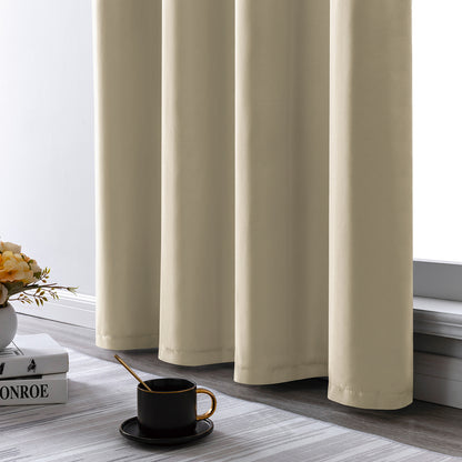 Set of 2 ultra-lightweight 100% blackout curtains with eyelets for bedrooms and living rooms