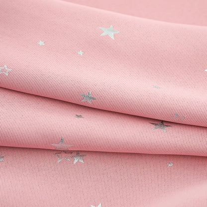 Blackout curtain with double-layered tulle, cut-out stars and silver print – 1 piece