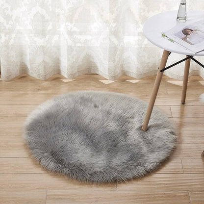 Round Shaggy Rug, Faux Fur, Long Pile, Fluffy Rug