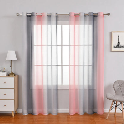 1 Panel Ombre Fenster Sheer Transparent Wohnzimmer Schlafzimmer Vorhänge Ösen