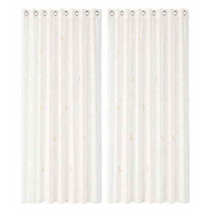 2 rideaux en voile jacquard à motif de feuilles et œillets